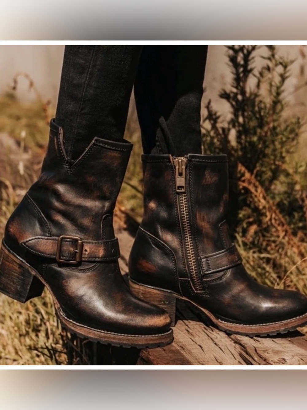 Freebird Carlito Dark Brown Leather Buckle Ankle Booties